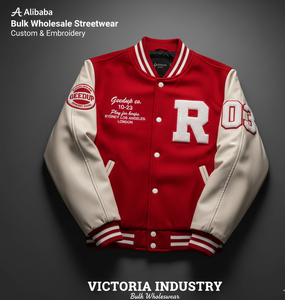 Chaqueta Varsity Unisex Lisa al por Mayor, Uniforme de Béisbol Casual de Corte Ajustado con Cuello Alto y Bordado - Product Image 4