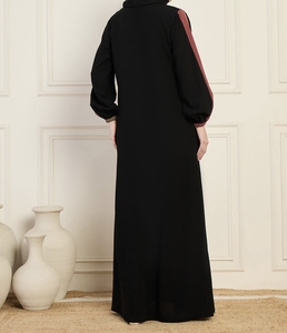 Wholesale Dubai Beautiful Black Traditional Islamic Women's Saudi Arabian <b>Abaya</b> Spring Polyester Breathable Ankle Length Muslim - Product Image 5