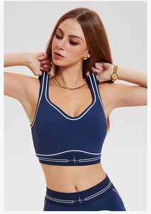 ชุดโยคะใหม่สำหรับผู้หญิง ชุดสองชิ้น สีนู้ด เนื้อผ้าขัดเงา กางเกงกีฬาเอวสูงมีกระเป๋า ชุดออกกำลังกายกลางแจ้ง - Product Image 3