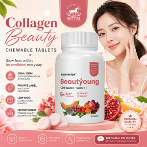 Comprimés à croquer Beauté & Vitalité au Collagène avec Vitamine C, Extrait de Pamplemousse et Extrait de Graine de Melon pour la Santé de la Peau - Product Image 1