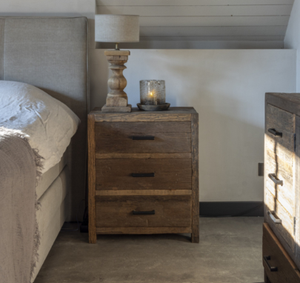 Table de chevet moderne en bois écologique faite à la main avec 3 tiroirs de rangement pour chambre à coucher et salon - Product Image 2