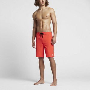 Shorts de Baño para Hombre, Color Naranja Sólido, con Cordón en la Cintura, Secado Rápido, Corte Medio - Product Image 6