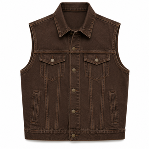 Chaleco Vaquero Vintage para Hombre, Azul Lavado, Sin Mangas, con Bolsillos Funcionales, Costuras en Contraste y Estilo Atemporal - Product Image 3