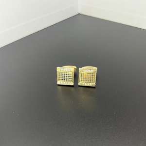 Connected Circles Stone Studded Cufflinks Elegant Tie Clip Design for <b>Men</b> - Product Image 1