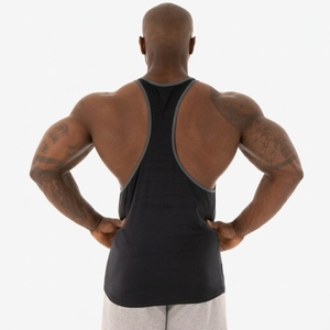 High Quality Lightweight Men's <b>Black</b> Solid Color <b>Tank</b> <b>Top</b> V-Neck Casual Breathable Knitted 100% Cotton Style - Product Image 2