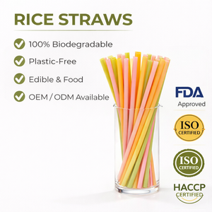 Pajitas de Arroz Arcoíris, Pajitas Comestibles de Alta Resistencia al Agua, Muestra Gratuita, Empaque Personalizado, Fábrica de Vietnam - Product Image 1