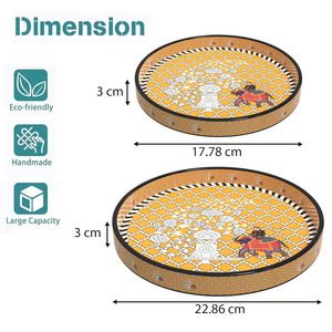 Bandeja de Servir Moderna de Madera con Estampado Amarillo, Acabado Lacado Ecológico y Duradero, Diseño de Madera, Multiusos, Decorativa - Product Image 2