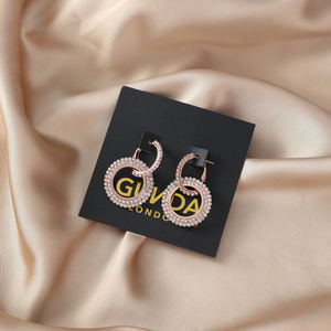 Custom Logo Printing Black White Luxury Elegant <b>Card</b> Jewelry Packaging <b>Display</b> <b>Stand</b> Set for Rings Necklaces Fashion Accessories - Product Image 4