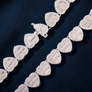 Collar de Plata de Ley S925 con Diamantes Moissanite VVS, Certificado por IGI, Corte Baguette, Forma de Corazón, Cadena de Eslabones, Estilo Hip Hop, Joyería Iced Out - Product Image 5