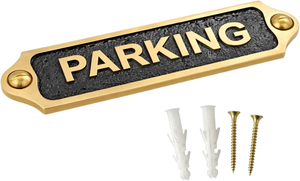 Vintage Brass Parking Door Sign Decorative Metal Parking <b>Name</b> <b>Plate</b> Wall Mounted Garage Parking Plaque for Home Office Building - Product Image 2