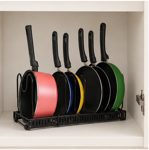 Pan Organizer <b>Rack</b> for Kitchen Cabinet Pot and Pan Holder Stand Metal Cookware & Lid <b>Storage</b> <b>Rack</b> for Countertop & Pantry - Product Image 4
