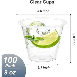 Confezione da 100 Bicchieri di Plastica Trasparenti Resistenti da 270 ml, Adatti per Alimenti, per Vino, Cocktail e Punch - Product Image 2