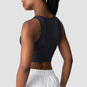 Débardeur court pour femme, design col en V profond, en Spandex/Nylon, extensible dans quatre directions, anti-transpiration, pour l'entraînement et le sport - Product Image 2
