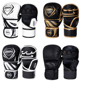 Guantes de Boxeo Profesionales MMA, Medios Dedos, Cuero PU, Gruesos, Transpirables, Correa de Muñeca Ajustable para Niños, Adultos, Hombres y Mujeres - Product Image 4