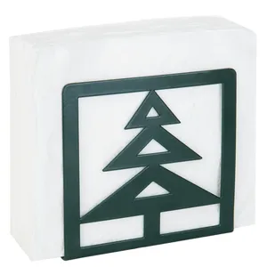 Porte-serviettes carré en plastique avec motif sapin de Noël pour la décoration de la maison, réutilisable, style simple - Product Image 3