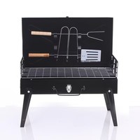 Barbecue portable pliable avec accessoires de cuisson pour camping en extérieur