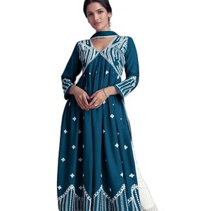 Último diseñador pesado Reyon bordado Lakhanavi trabajo - Product Image 1