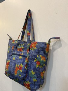Floral Pattern <b>Shopping</b> <b>Bag</b> Large Size Textile Material <b>Zipper</b> Closure Shoulder Handle Daily Use - Product Image 2
