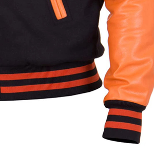 Chaqueta Bomber Varsity de Béisbol para Hombre, Tallas Grandes, OEM, Primavera, Logotipo Bordado Personalizado, Tejido de Lana de Oveja, Transpirable, Cuero para Exteriores - Product Image 5