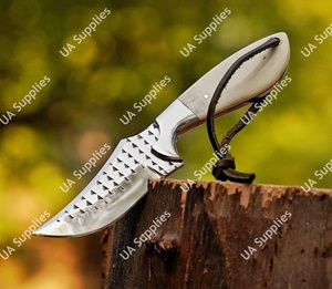 Cuchillo de campamento forjado a mano para herrador, con mango de hueso de camello y funda de cuero, personalizable, venta al por mayor, soporte ODM/OEM - Product Image 3