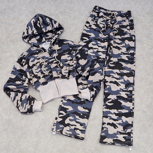 Custom Winter Women's Tracksuit 100% Cotton Streetwear Lightweight Two Piece Zip Hoodie <b>Sweatpants</b> <b>Set</b> - Product Image 1
