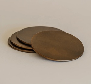 Heritage Plain Brass Coaster Set Handcrafted Premium Round Drink Coasters Heat Resistant <b>Table</b> <b>Protector</b> Timeless Barware - Product Image 1