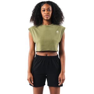 Camiseta Deportiva Corta de Felpa para Mujer, Color Verde Agave, Sin Mangas, Suave y Estructurada, para Gimnasio, Entrenamiento, Yoga, Ejercicio, Ropa Deportiva - Product Image 2