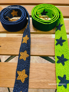 Handmade Beaded Purse Strap With Star Pattern Blue And Green Colorful Fashion Shoulder <b>Bag</b> <b>Accessory</b> Detachable Buckle Style - Product Image 2