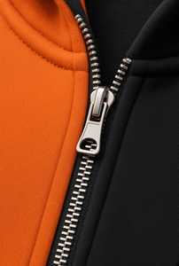 Ensemble de survêtement noir et orange uni, broderie personnalisée, streetwear, tenue athlétique 2 en 1, OEM/ODM - Product Image 5
