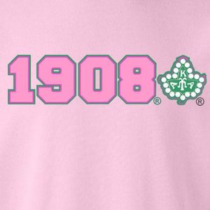 Sweat-shirt à col rond AKA Light Pink 1908 Ivy, vert et rose, en polaire, unisexe, vêtements de sororité grecque, OEM ODM - Product Image 4