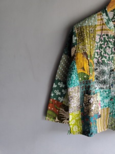 Quilted <b>Patchwork</b> <b>Jacket</b> Women's Mandarin Collar Full Sleeve Cotton Autumn Style Regular Length Patch Designs - Product Image 2
