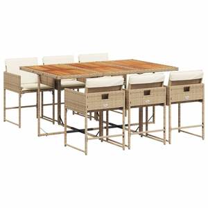 Set da Pranzo da Giardino in Rattan PE Beige e Legno di Acacia con Componenti in Acciaio, 7 Pezzi - Product Image 2