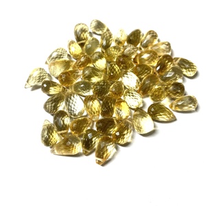 Perles de pierres précieuses briolette citrine naturelle de qualité AAA en forme de poire à facettes bijoux jaunes en vrac avec certificat IGI blanc disponible - Product Image 3