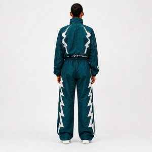 Nylon Black Full Tracksuit Set Athletic <b>Jacket</b> and Track Pants for Sports Training Fitness <b>Workout</b> Running and Outdoor - Product Image 2