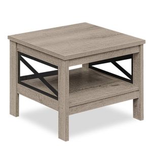 Mesa Auxiliar Cuadrada de 2 Niveles con Estante de Almacenamiento y Mesas de Consola con Estructura en X para Dormitorio o Sala de Estar - Product Image 4
