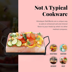Bloc de sel rose de l'Himalaya biologique de qualité supérieure 12x8x2, plaque de cuisson en sel rose pur avec plateau en fer pour artisanat naturel et grillades - Product Image 3