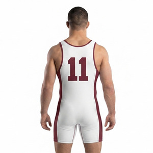 Combinaison de lutte pour hommes 100% polyester, combinaison de lutte pour hommes de haute qualité, maillot de lutte sans manches à compression pour hommes - Product Image 2