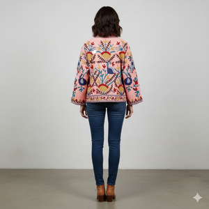 Chaqueta Reversible de Invierno Estilo Safari con Bordado Suzani, Ecológica, Talla Única, para Fiestas - Product Image 2