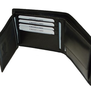 Portefeuille Homme en Cuir Véritable Saffiano à Trois Volets, Fermeture Ouverte, Anti-RFID, Porte-Cartes de Crédit Tendance avec Fenêtre d'Identité - Product Image 2