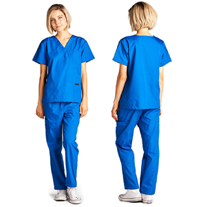 Moisture Wicking Fabric Hospital Nurse Uniform Top & Pant Set 2 Piece Cargo Pocket V Neck Nursing Medical <b>Scrubs</b> For Men & Women - Product Image 1