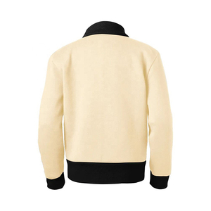Chaqueta Bomber Beige para Hombre con Ribete Negro, Cuello Alto, Cierre de Cremallera, Forro Polar Transpirable, Chaqueta Casual de Invierno - Product Image 2