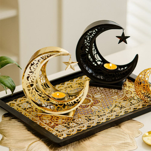 เตาเผาเครื่องหอมโลหะรูปพระจันทร์เสี้ยวแบบพกพา สไตล์ตะวันออกกลาง สำหรับห้องนั่งเล่น ตกแต่งโต๊ะทำงาน กลิ่นหอมอโรมาเธอราพี แกะสลักจากโลหะ - Product Image 1