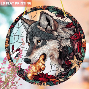 CIFbuy Decorazione Murale Floreale Autunnale Bohemien con Lupo in Acrilico, Tessuta a Mano, Verticale, per Arredamento Casa, Regalo di Ringraziamento, Servizio di Ritiro - Product Image 5
