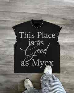 เสื้อยืดแขนสั้นทรงโอเวอร์ไซส์ผ้าถักน้ำหนัก 300 กรัม พิมพ์ลายสกรีน สำหรับผู้ชาย ผ้าฝ้าย 100% สไตล์สตรีทแวร์ - Product Image 3