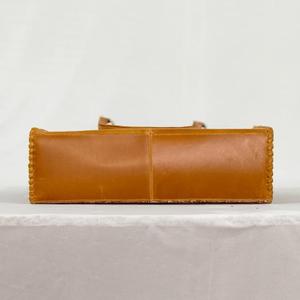 Bolso Tote de Cuero Genuino Vintage con Bordado Floral, Abertura Superior, para Uso Diario - Product Image 3
