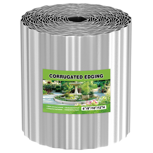 Bordure de jardin en acier corrugué laminé à froid argenté 6'*10' – Bordure robuste pour pelouse, parterre de fleurs, cour - Product Image 1