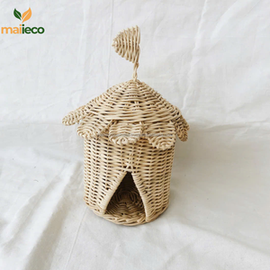 Tente de maison de cirque en rotin naturel de Style vintage décoration d'étagère en osier pour enfants jouet éducatif accessoires de maison de poupée de pépinière - Product Image 1