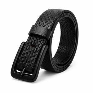 Cinturón de Cuero Casual Texturizado Premium para Hombre con Hebilla Negra, Cinturón Elegante y Duradero para Uso Diario - Product Image 4