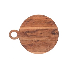 Planche à découper ronde en bois naturel avec poignée pour couper les légumes dans la cuisine-Prix raisonnables - Product Image 1