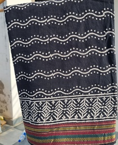 Hand Block Print With Zari Border <b>Sarong</b> Boho Swim Cover Up Indian Pareo Summer Bikini <b>Wrap</b> Skirt Lightweight Travel Scarf - Product Image 4